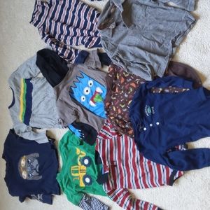 Boys long sleeve shirts and onesies bundle of 9
